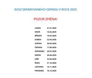 Změna svozu separovaného odpadu